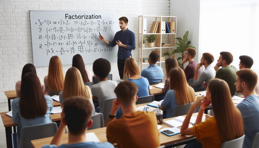 a visual representation of a teacher teaching factorization in classroom