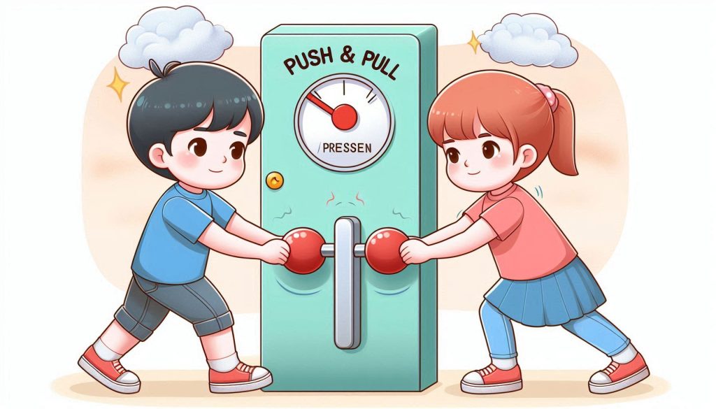 a visual representation of force and pressure in the form of push and pull from class 8th math