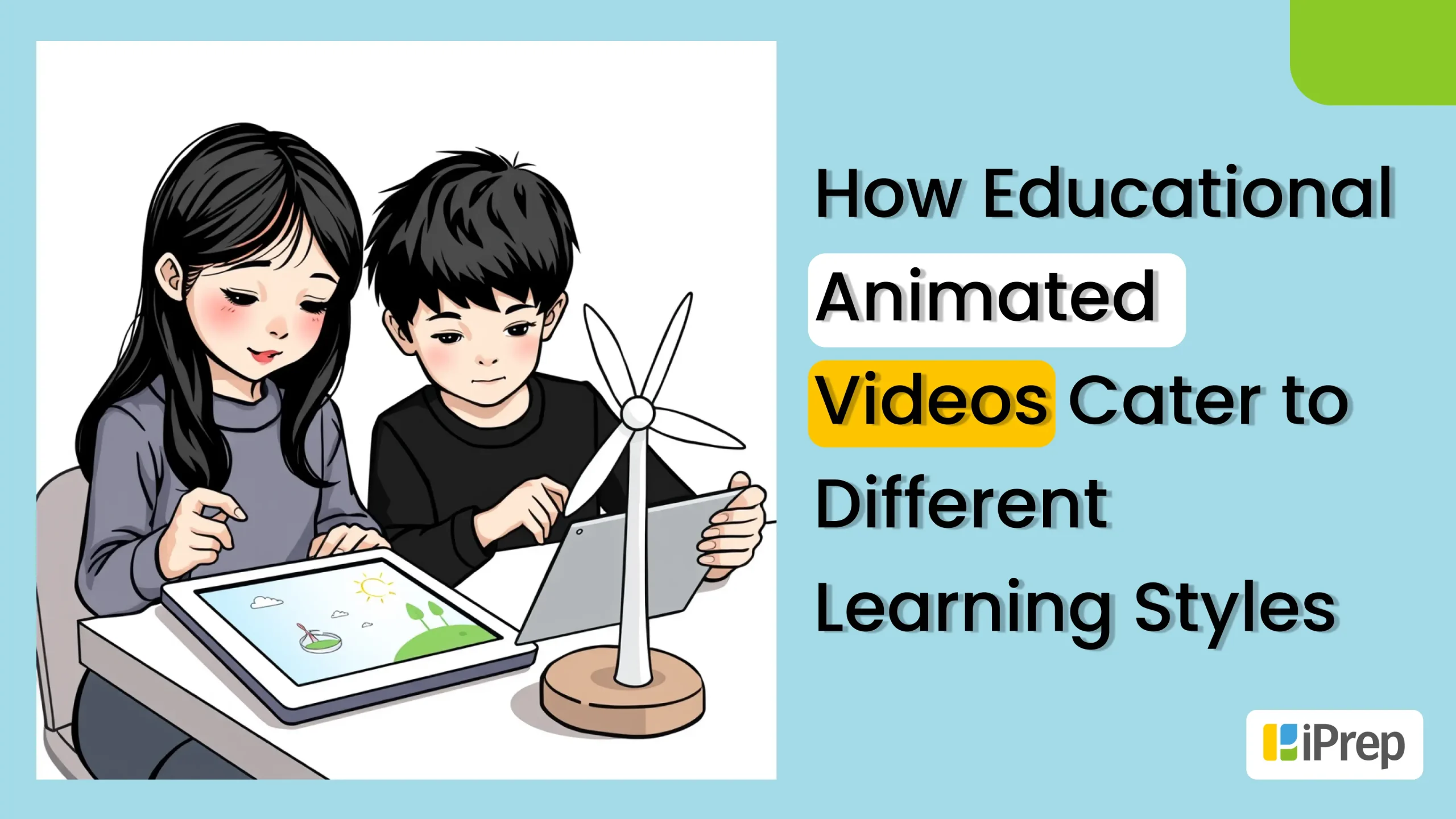 A visual representation of how educational animated videos can cater to different learning styles