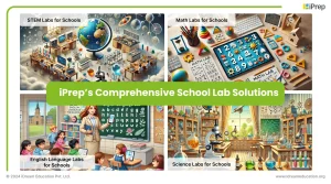 A visual illustration of iPrep's Comprehensive and trusted school lab solutions for schools