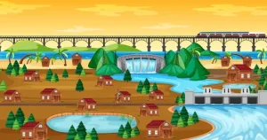 Illustration of No Place for Us Class 5 EVS showing village to city migration.