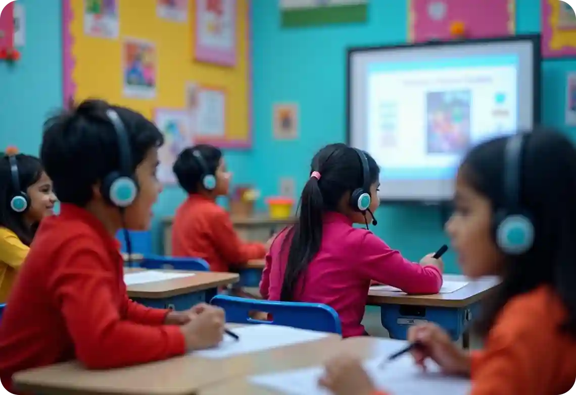 A visual demonstrating activities focused on improving listening and speaking skills, conducted at iPrep English Language Labs