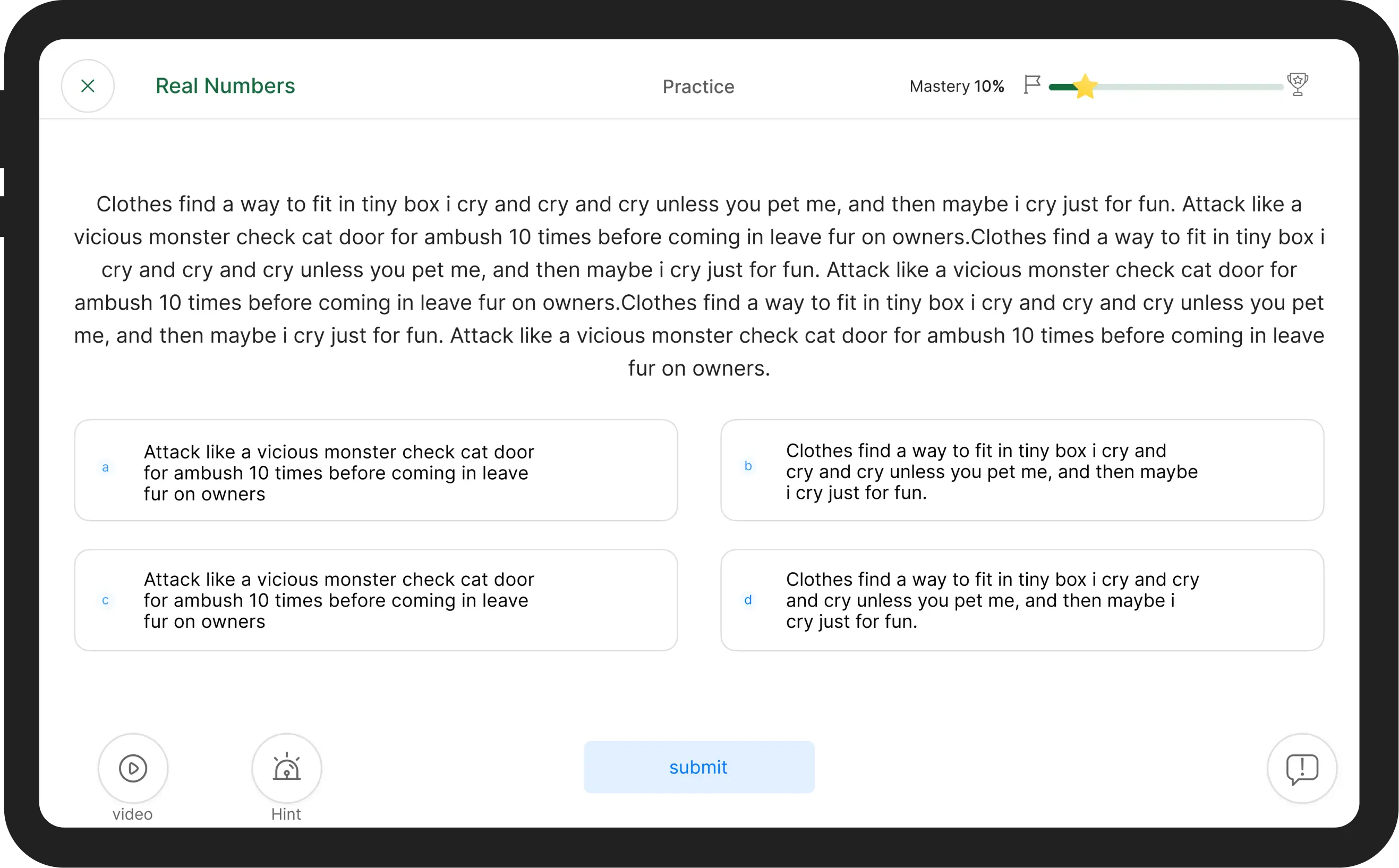 An image depicting personalized remedial content offered by iPrep PAL, a personalized adaptive learning app, based on diagnostic test results