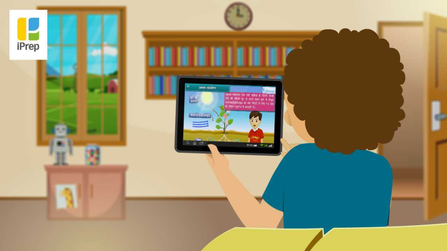 A School Kid Studying With animated Video Lessons On iPrep