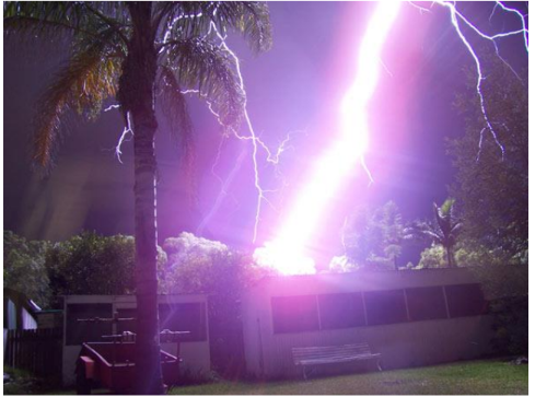 a visual representation of a house struck by lightening from class 8th science chapter 12 - some natural phenomenon