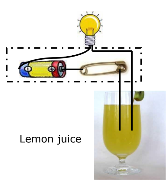 a visual representation of a circuit with lemon juice