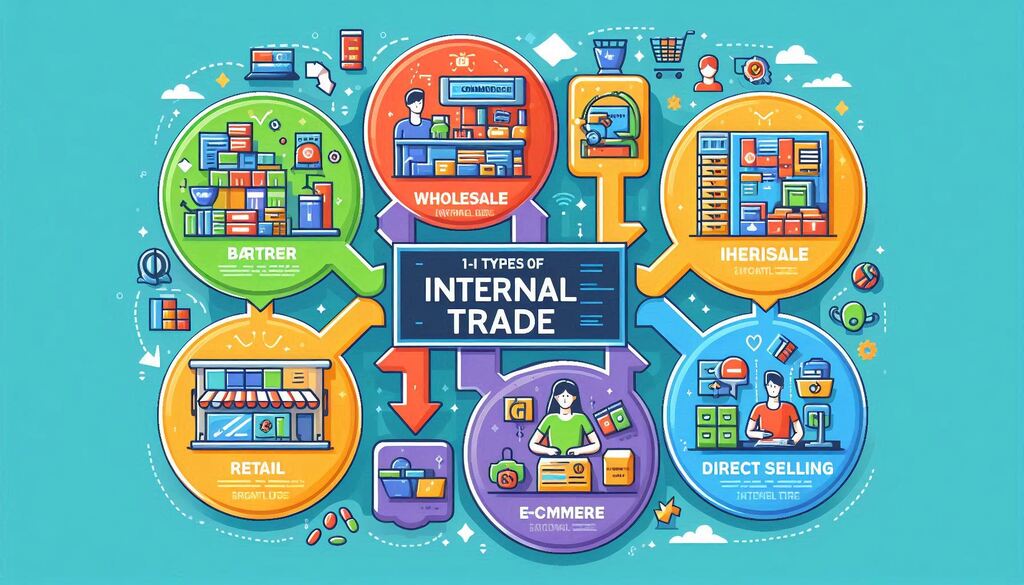 A visual representation of types of Internal trade from Business studies class 11