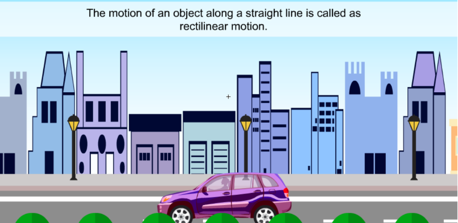 a visual representation of Rectilinear Motion from class 9 science chapter 7 - Motion