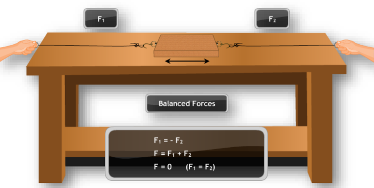 a visual example of balanced forces from class 9 science chapter 8 - Force and laws of motion