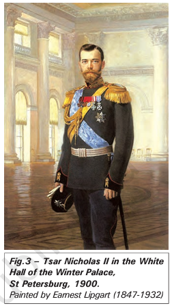 A visual representation of the Tsar Nicholas II in the white hall of the winter palace from class 9 History Chapter 2 - Socialism in Europe And Russian Revolution