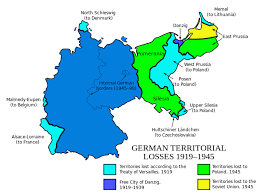 a visual representation of German Territorial losses in 1919 to 1945 from class 9 History Chapter 3- Nazism and the Rise of Hitler