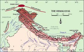 a map of the Himalayas from class 9 geography chapter 2 - Physical Features of India 