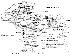 A visual representation of India in 1947 which is the time of our independence from class 11 political science chapter 7 - Federalism