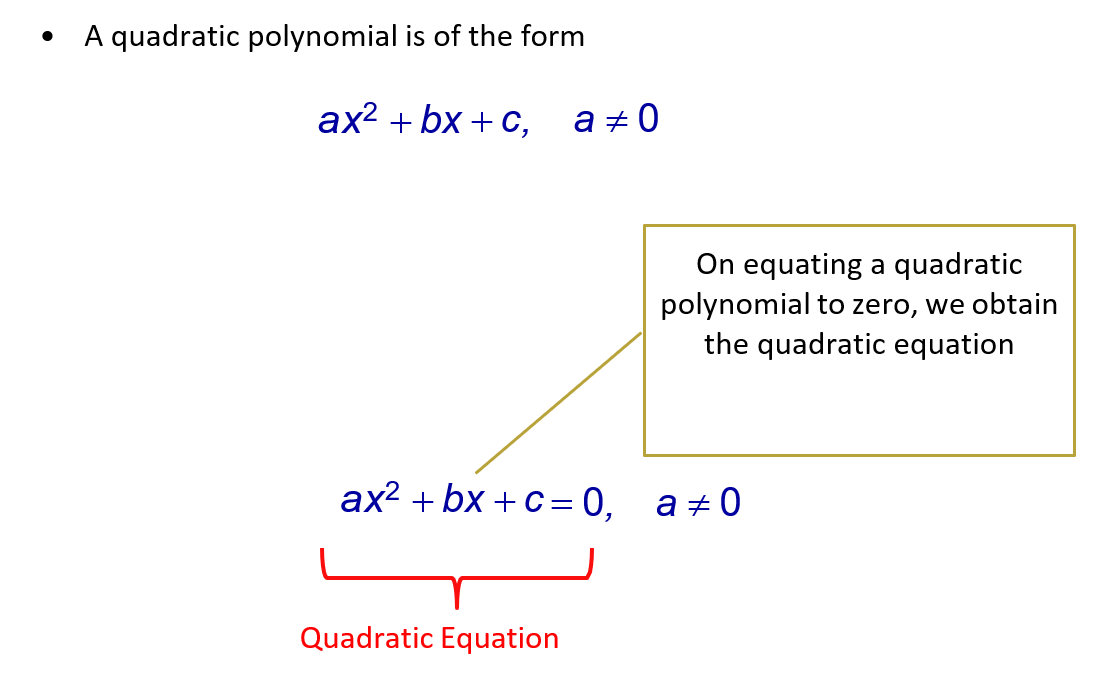 a visual representation of the form of quadratic polynomial from class 10 math chapter 4 - Quadratic Equations