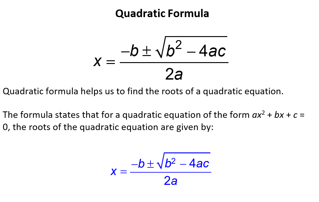 A visual of quadratic formula together with its significance from class 10 math chapter 4 - Quadratic Equations