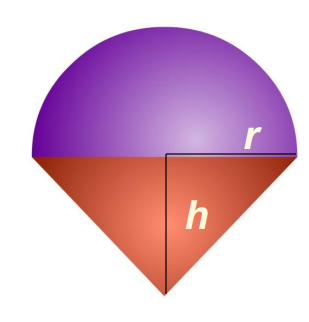 a visual showcasing a combination of triangle and semi-circle from class 10 math chapter 12 - Surface Areas And Volumes