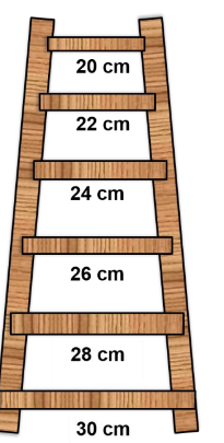 An visual showcasing an example of a ladder and the lengths of the rungs of a ladder to explain the concept of sequences from class 11 math sequences and series
