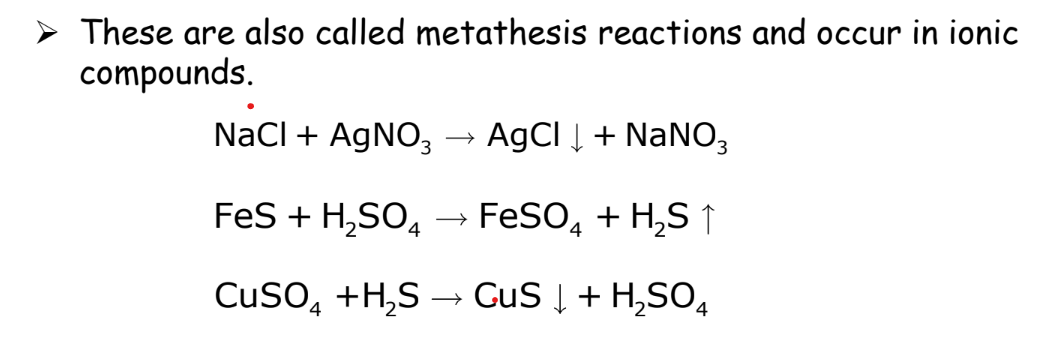 A visual depicting an example of double displacement reaction from class 10 science chapter - Chemical reactions and equations