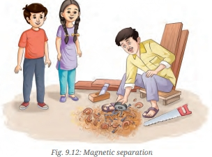 an example of another one of the most common and fun methods of separation called magnetic separation