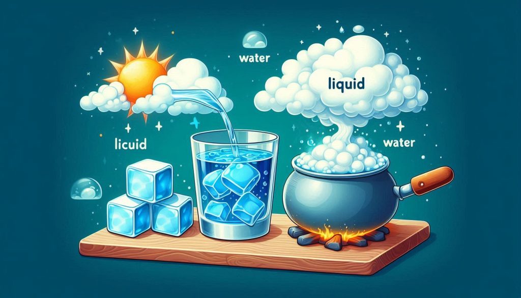 A visual depicting various states of water from class 6 science chapter 8