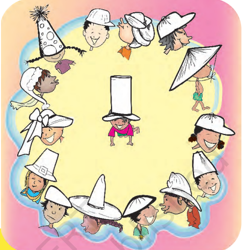 A visual representation of the example of the coloring hats from class 5 math chapter 4 - Parts and Wholes