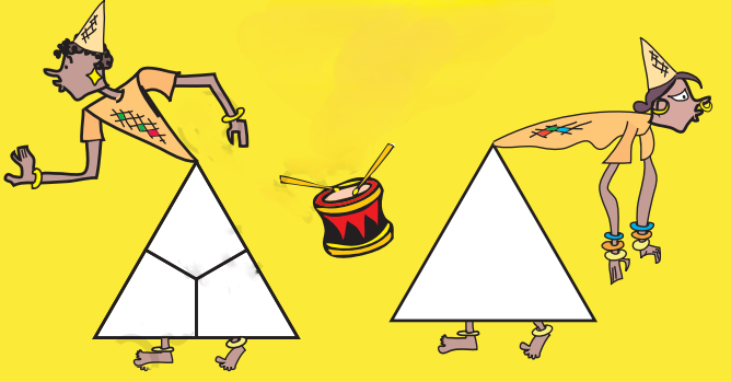 A visual representation of equal parts of triangle from class 5 math chapter 4 - Parts and Wholes