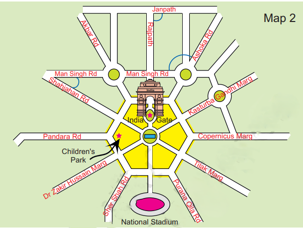 A visual representation of the central hexagon of the India gate form class 5 math chapter 8 - Mapping Your Way