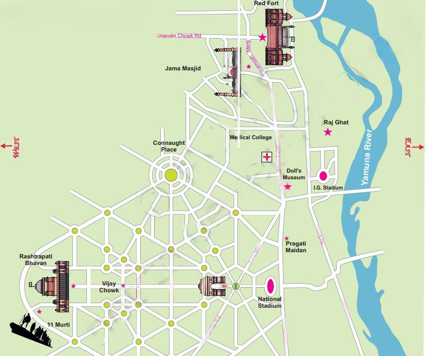 A visual representation of the parade route of India gate form class 5 math chapter 8 - Mapping Your Way