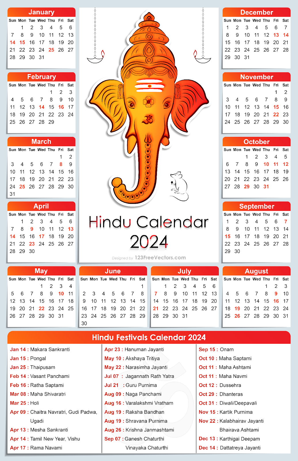 a visual representation of a a calendar showcasing festivals in the year from class 3 math chapter 3 - Time Goes On