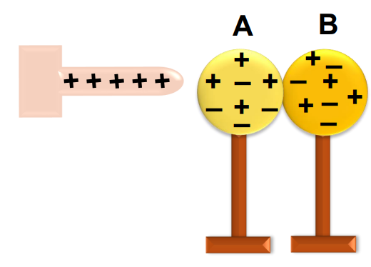 A visual representation of charging by induction from class 12 physics chapter 1 - Electric Charges and Fields