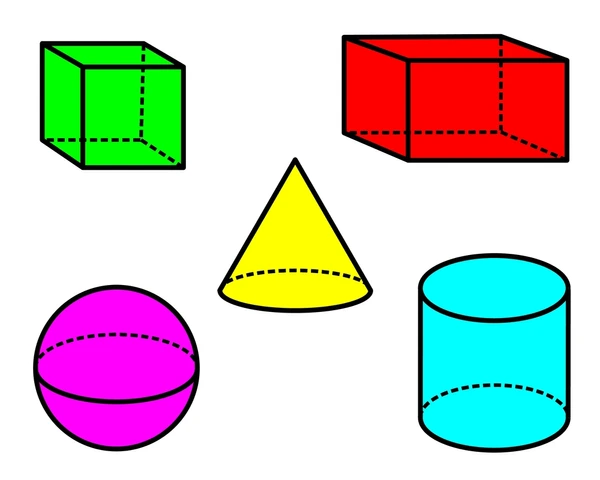 a visual of the basic 3D shapes around us from class 2 math chapter 2 - Shapes Around Us