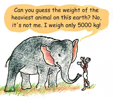 A visual representation of weight of elephant from class 5 math chapter 14 - How Big? How Heavy? 