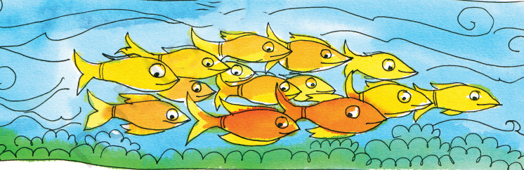 A visual showcasing the schools of fish from class 5 math chapter 1 - the Fish tale