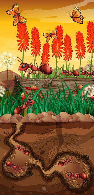 a visual of soil levels from class 3 EVS chapter 5 "Plants and Animals Live Together"