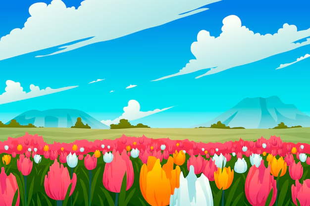 A visual representation of the Kashmir tulip festival from class 3 EVS chapter 3 - Celebrating Festivals