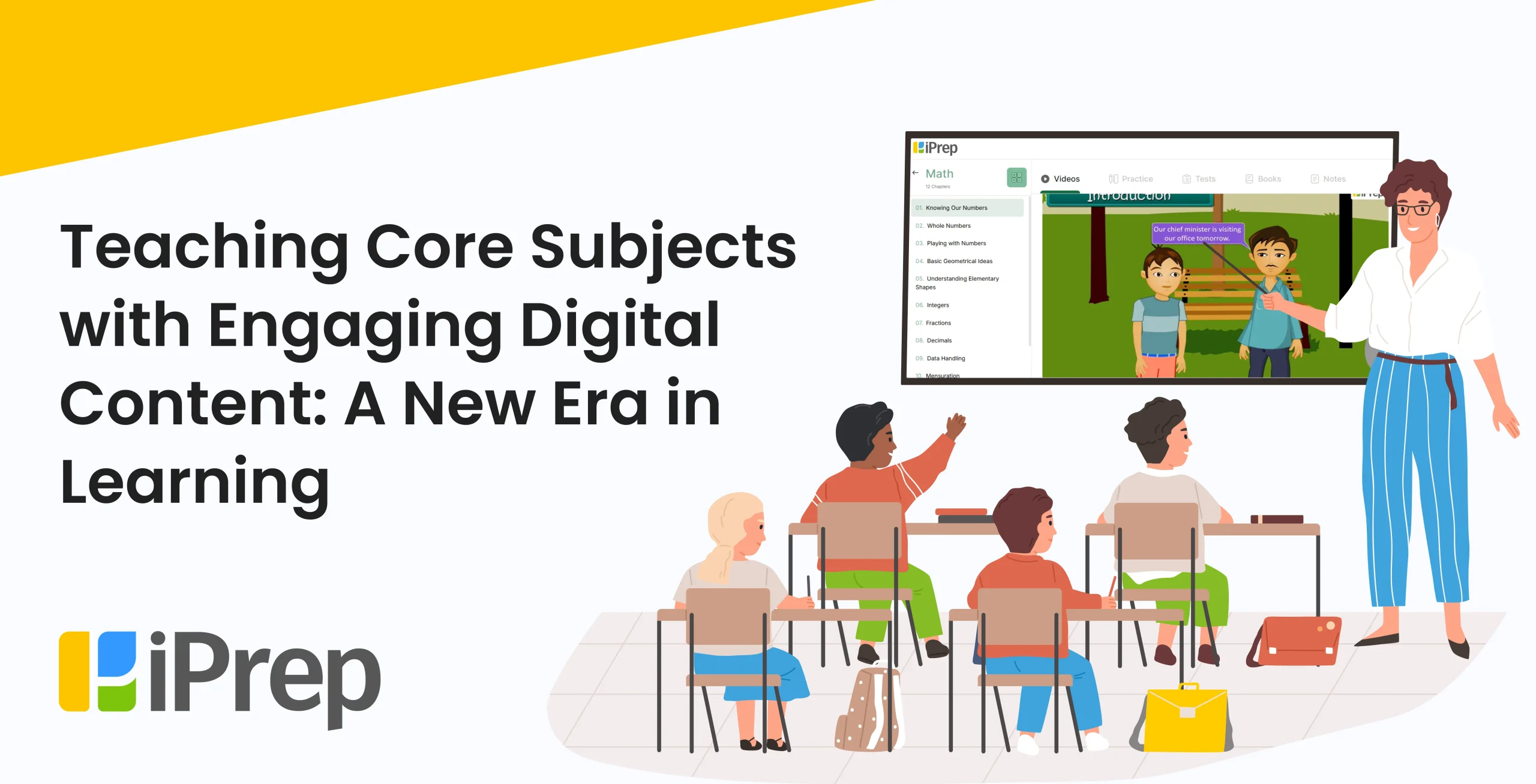 A visual representation of teaching core subjects with engaging digital content in classrooms