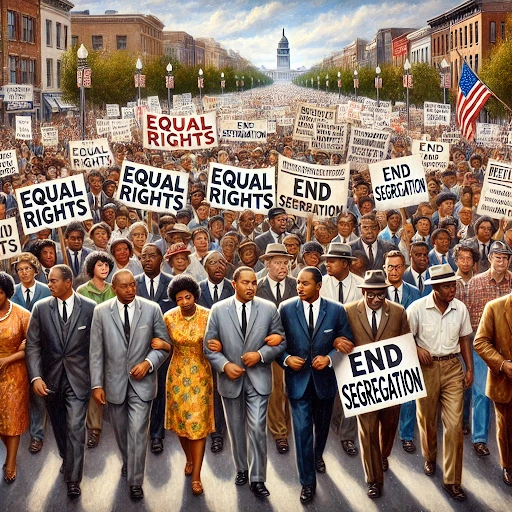 A visual of the Civil Rights movement from class 7 social science chapter 1 equality